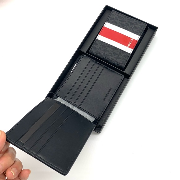 MICHAEL KORS MENS GIFTING BILLFOLD 3 IN 1 WALLET BOX ST BLACK|FLM RED #5889 - Picture 3 of 6